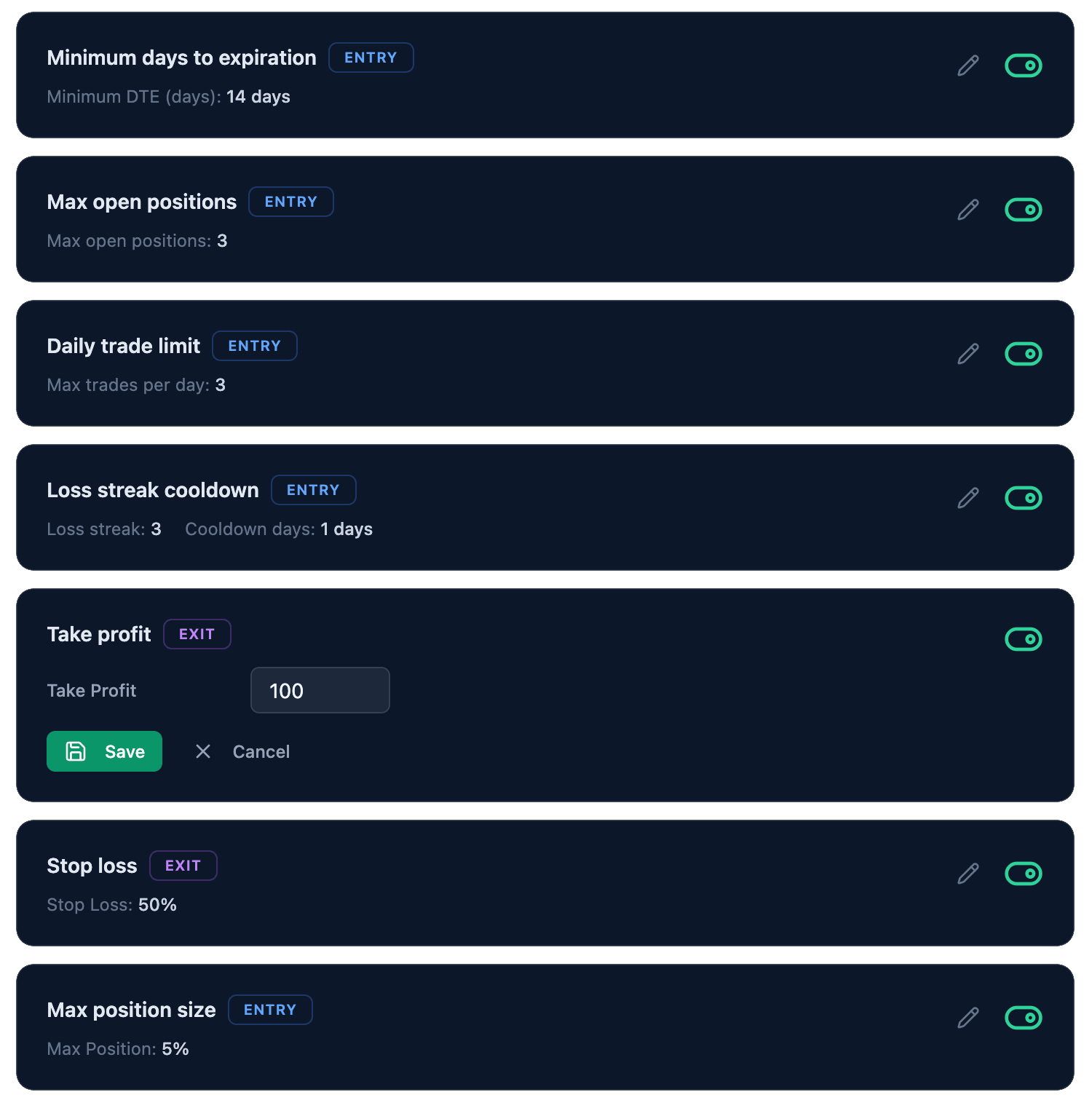 Rule Builder Define Your Exit Strategy StrikeRule Website